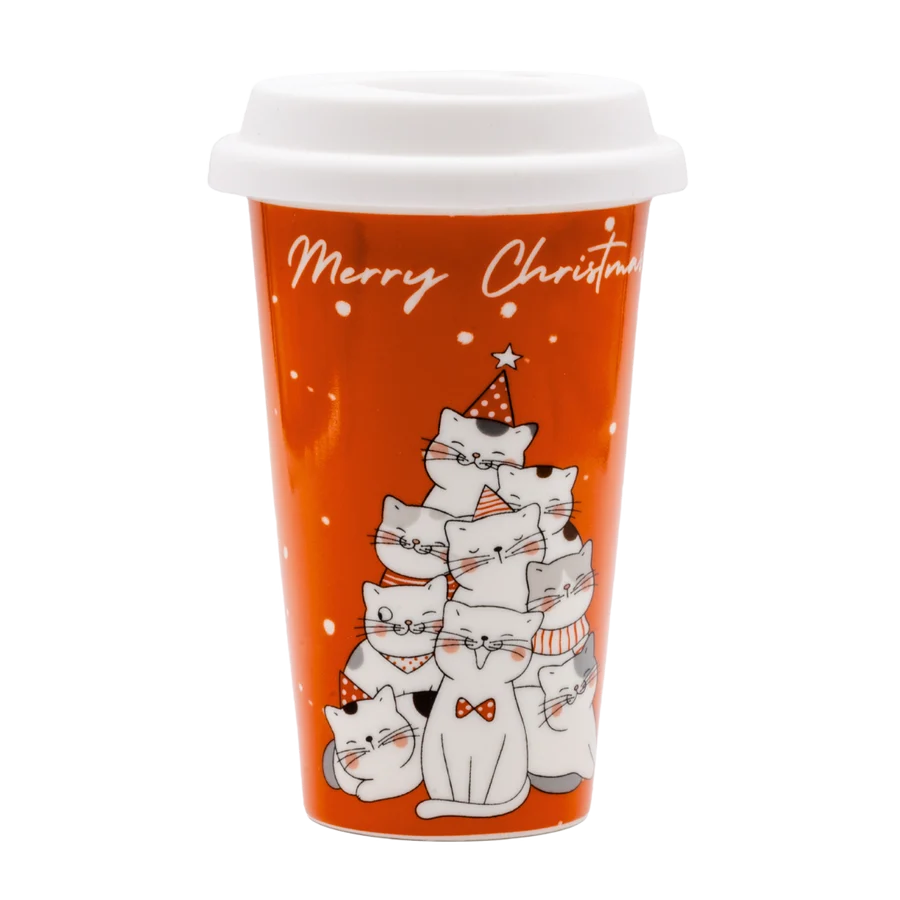 Tazza "Gatti Natale" in ceramica