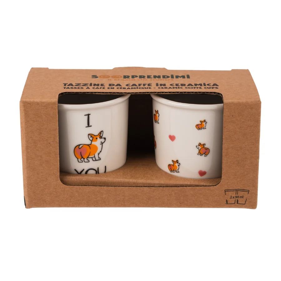 Set Tazzine da caffè in ceramica "Corgi"
