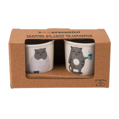Set Tazzine da caffè in ceramica "Gatti"