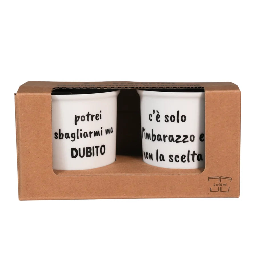 Set Tazzine da caffè in ceramica "Dubito-Allucinazioni"