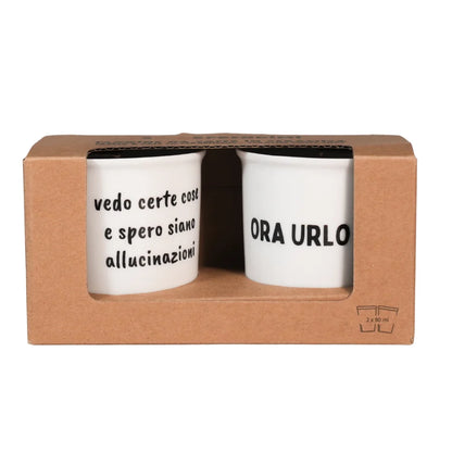 Set Tazzine da caffè in ceramica "Ora Urlo-Imbarazzo