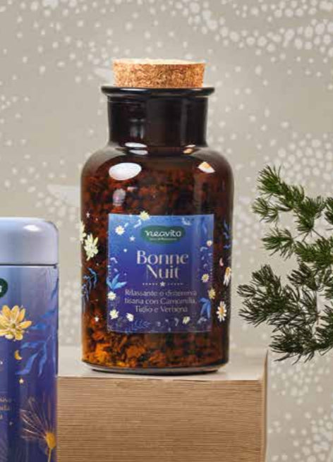 INFUSI DA FAVOLA TISANA BONNE NUIT IN BARATTOLO DI VETRO BLU
