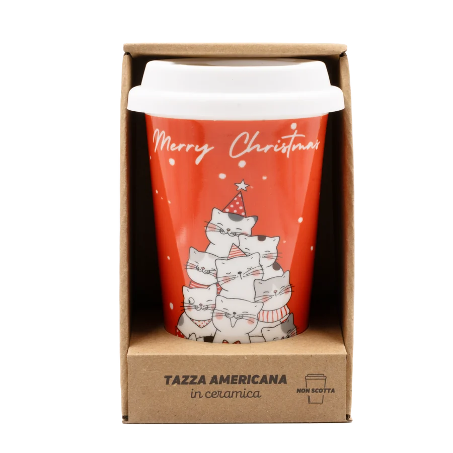 Tazza "Gatti Natale" in ceramica