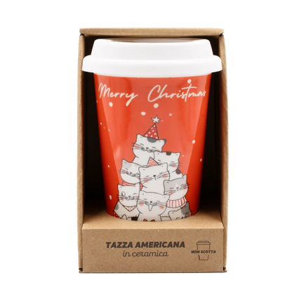 Tazza "Gatti Natale" in ceramica