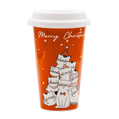 Tazza "Gatti Natale" in ceramica
