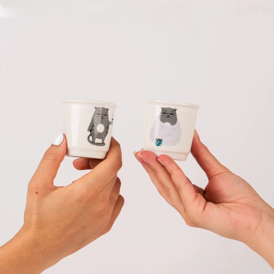 Set Tazzine da caffè in ceramica "Gatti"