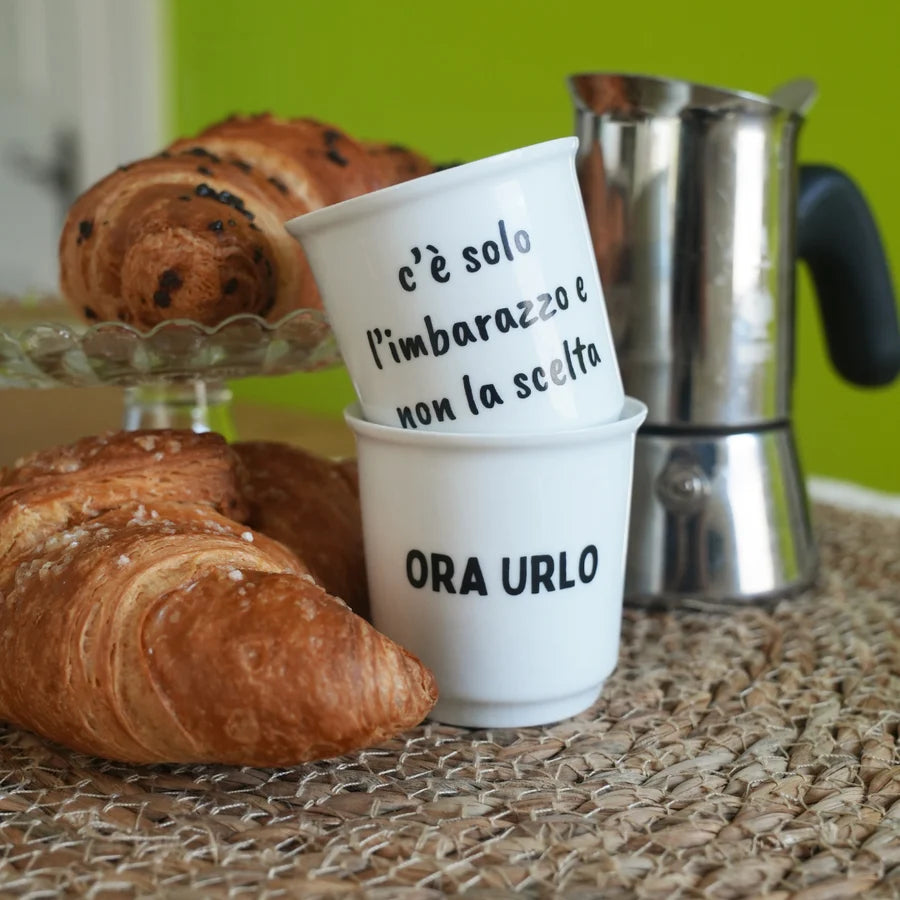 Set Tazzine da caffè in ceramica "Ora Urlo-Imbarazzo