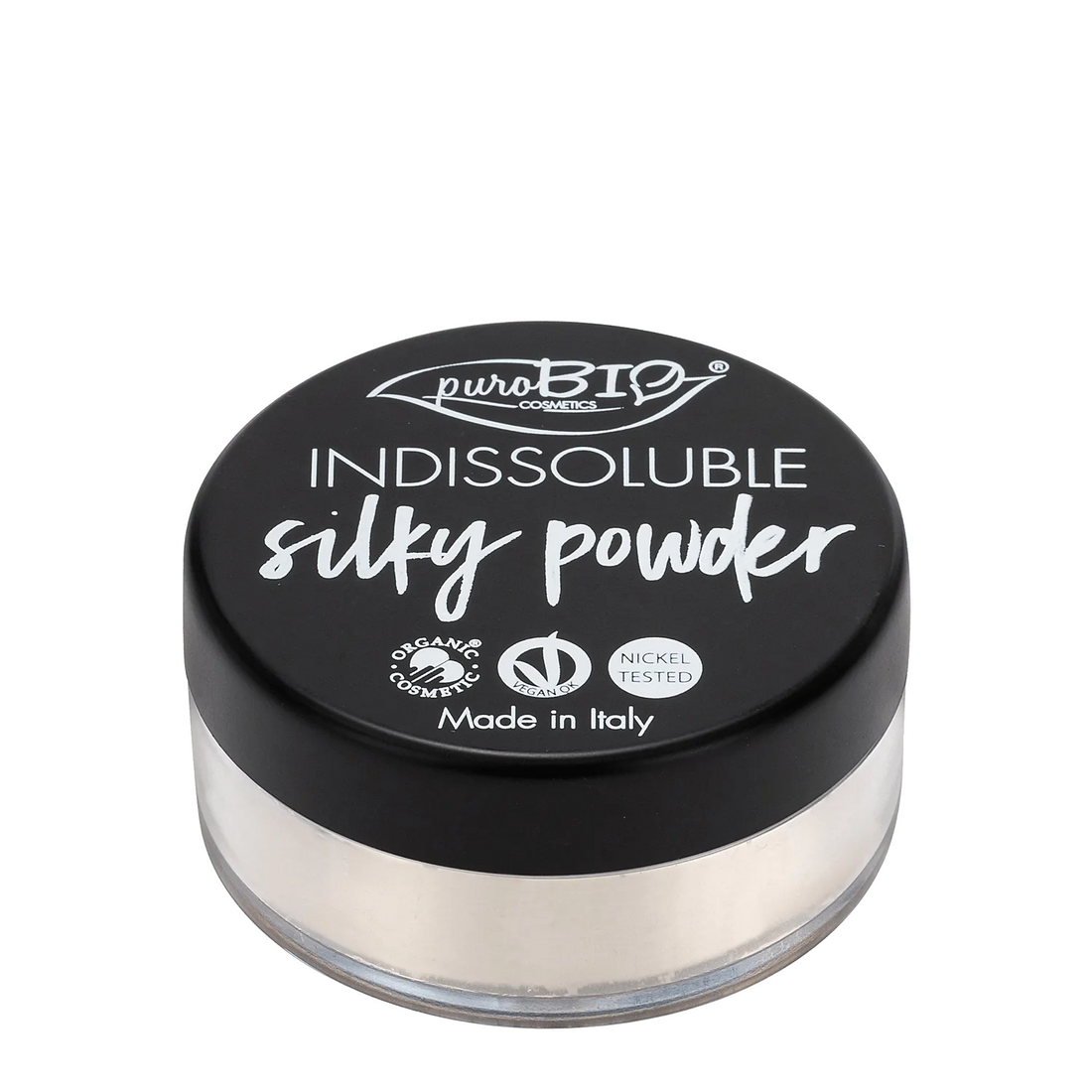 Indissoluble silky powder