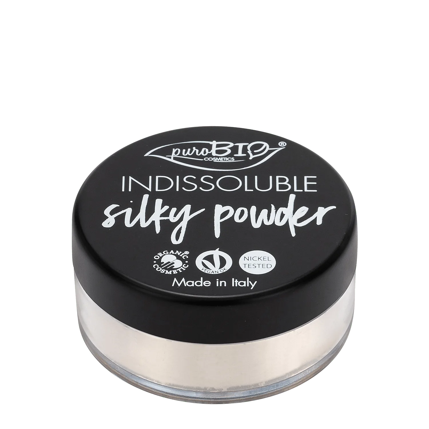 Indissoluble silky powder